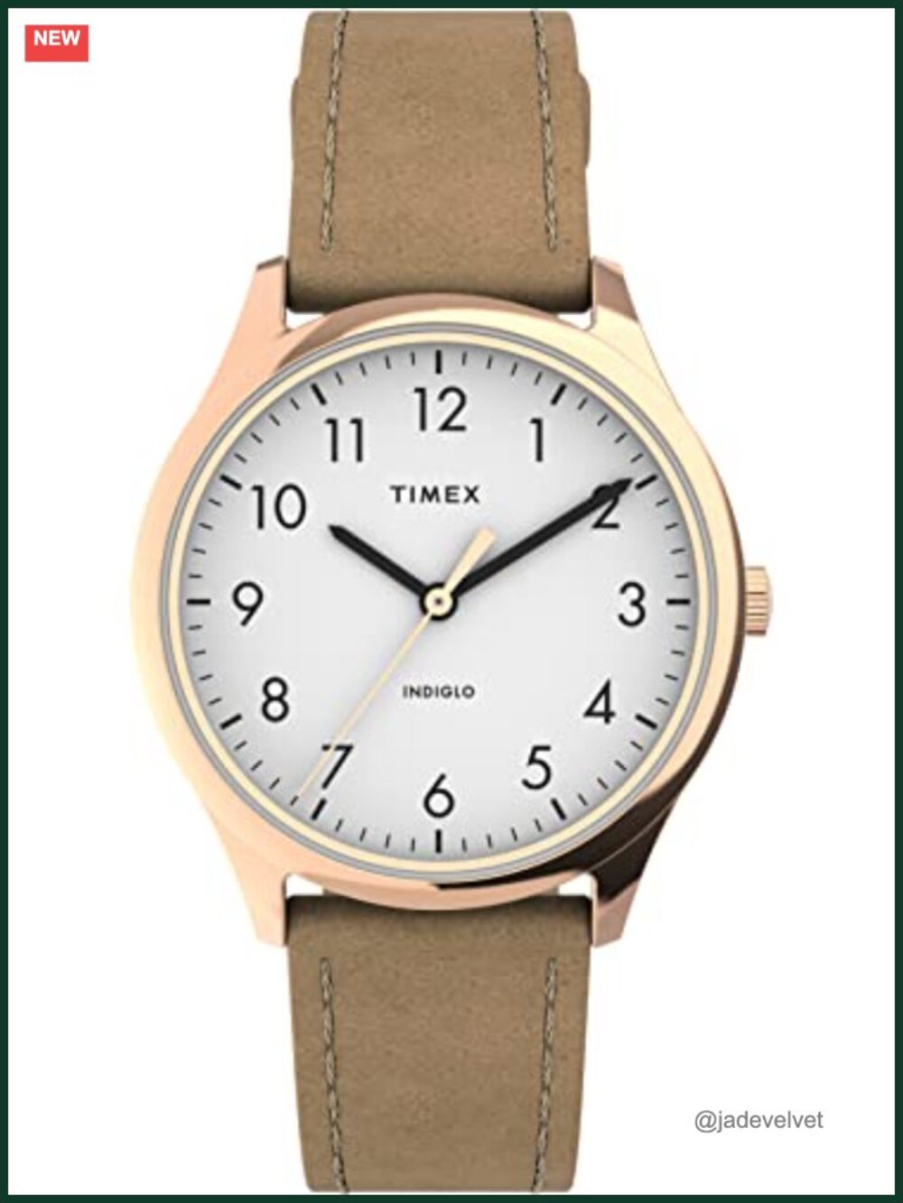 Easy Reader Wrist Watch with Leather Strap & Indiglo Backlight